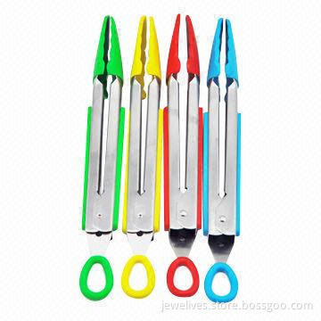 Colorful Silicone Grip Food Tongs in Extra Length